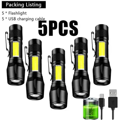 Mini Rechargeable LED Flashlight COB+XPE