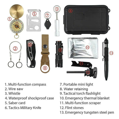 14-in-1 Tactical Survival Kit for Outdoors