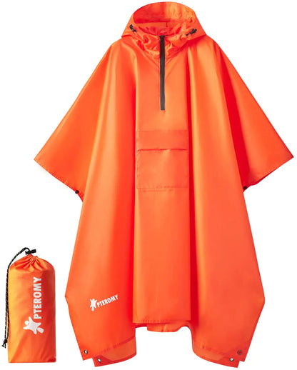 Hooded Rain Poncho for Adult with Pocket