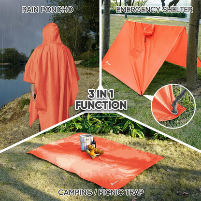 Hooded Rain Poncho for Adult with Pocket